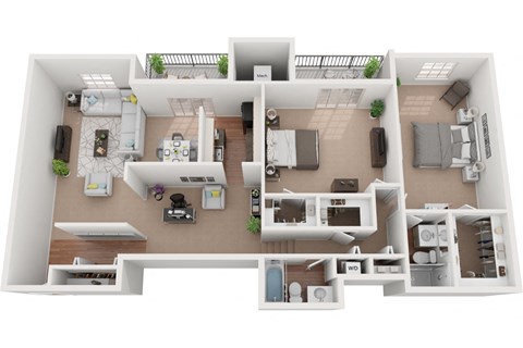 Hamilton 3 bedroom 2 bath w bonus room floor plan at Courthouse Square Apartments, Towson, 21286